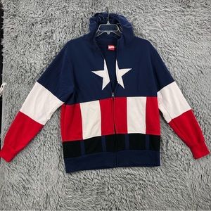 Captain America Jacket Hooded Mask Marvel Men’s Large Super Hero Hoodie
